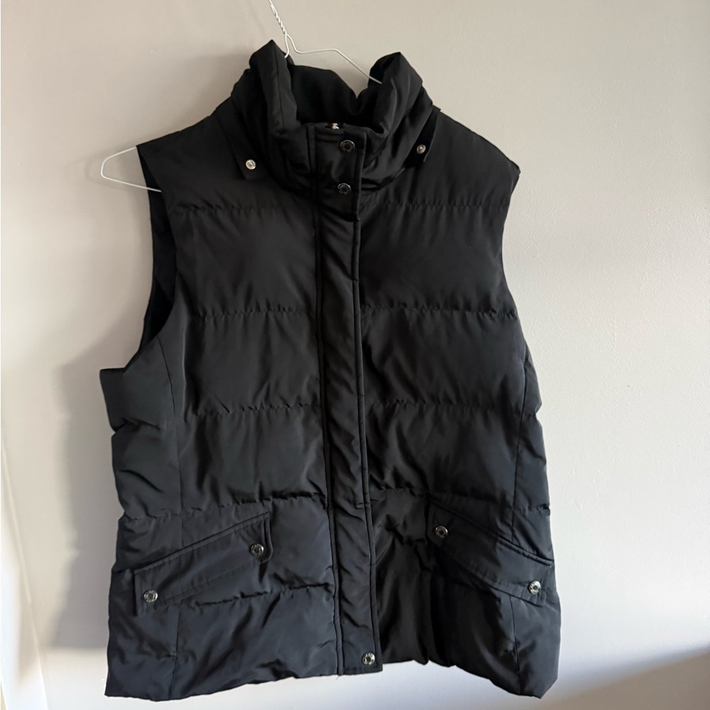 Talbots Black Puffer Vest Women Down Filled Sleeveless Jacket Classic Coat
